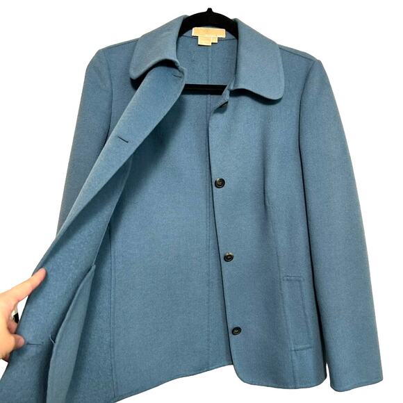 Michael Kors Collection Wool Jacket XS Blue Gray Collar Career Minimalist Chic - Picture 3 of 14